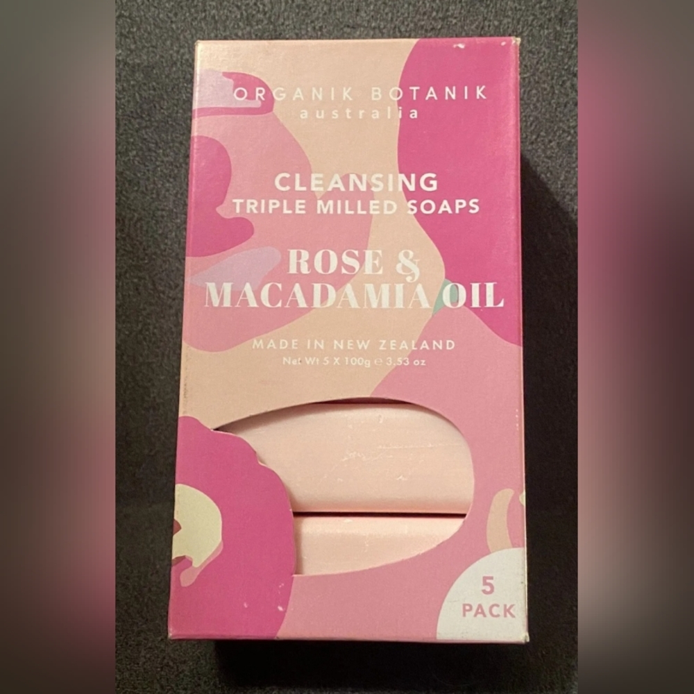 Organik Botanik australia Cleasing Triple Milled Soap ROSE MACADAMIA OIL 5 Bars